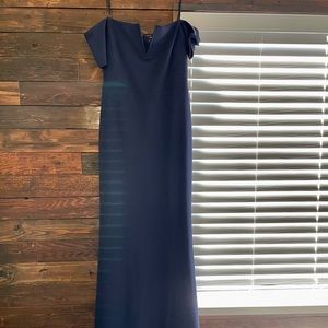 Lynne Navy Blue Off-the-Shoulder Maxi Dress